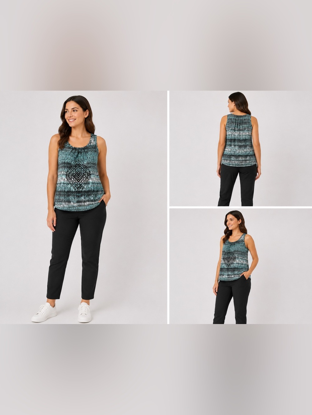 Maurices Teal and Black Patterned Tank Top Size M